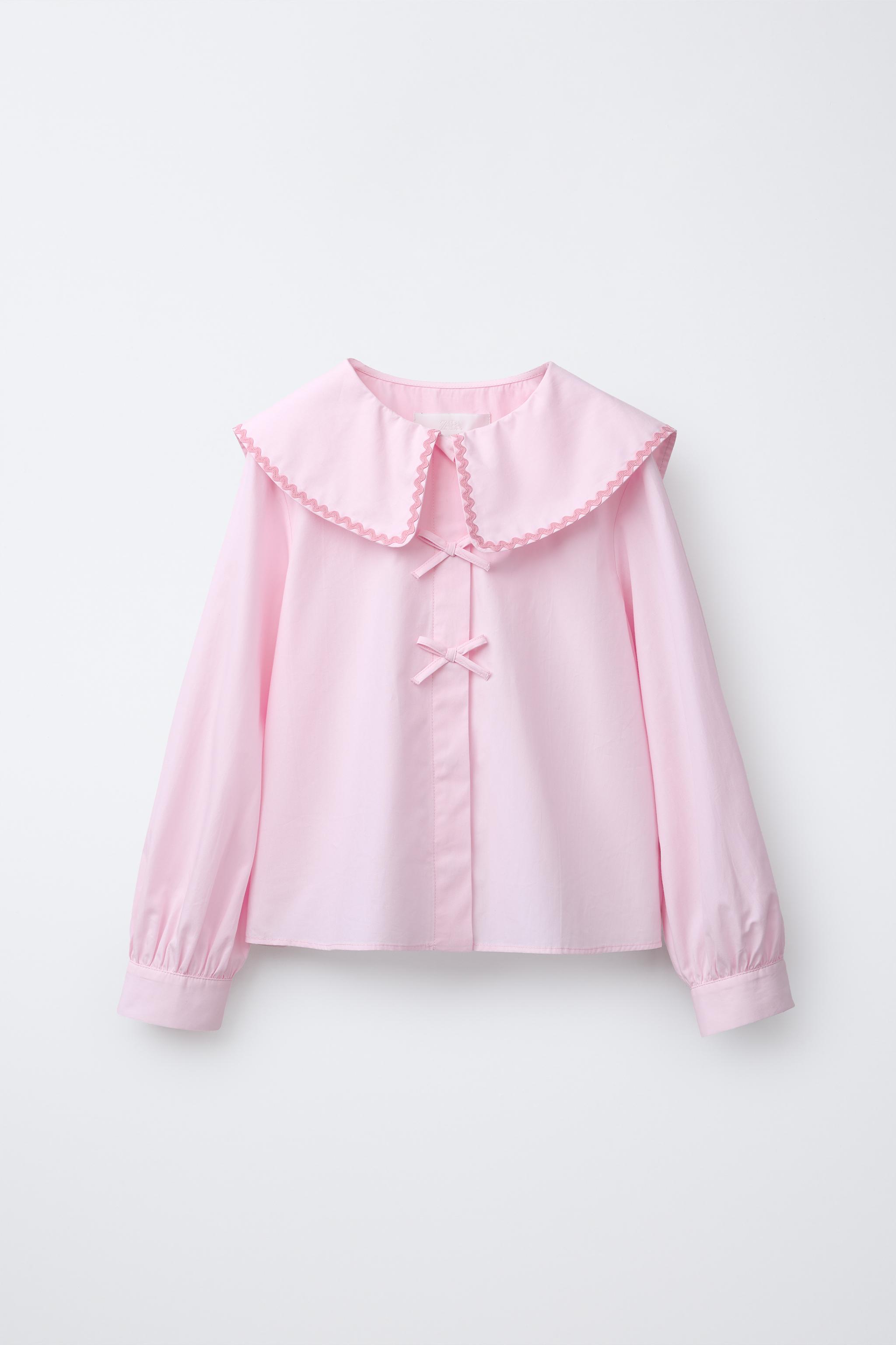 PICOT TRIM PETER PAN COLLAR SHIRT - Pink | ZARA United States