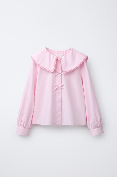 WAVY TRIM PETER PAN COLLAR SHIRT - Pink by Zara