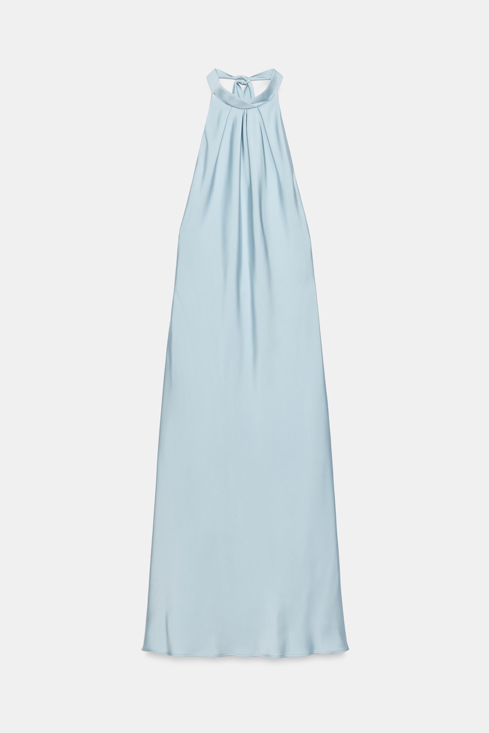 Satin Midi Dress With Tie