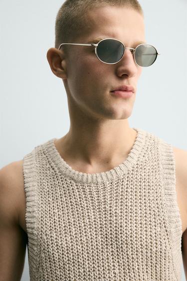 DÉBARDEUR STRUCTURÉ EN MAILLE COTON ET LIN - Beige clair de Zara - Image 4