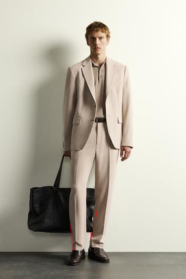 SLIM FIT SUIT BLAZER - Sand / Marl by Zara