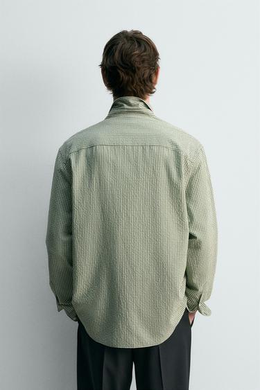 CHEMISE STRUCTURÉE À CARREAUX - Vert de Zara - Image 2
