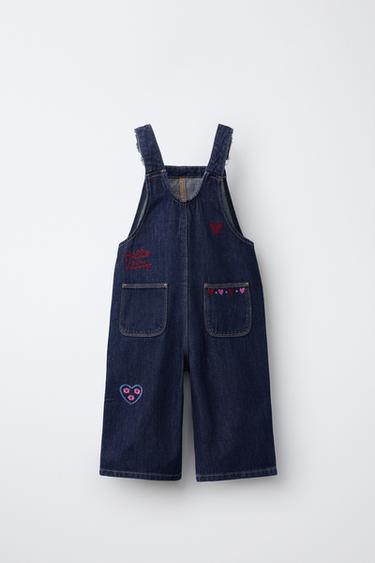 HELLO KITTY © SANRIO EMBROIDERED DENIM OVERALLS — Blue 2