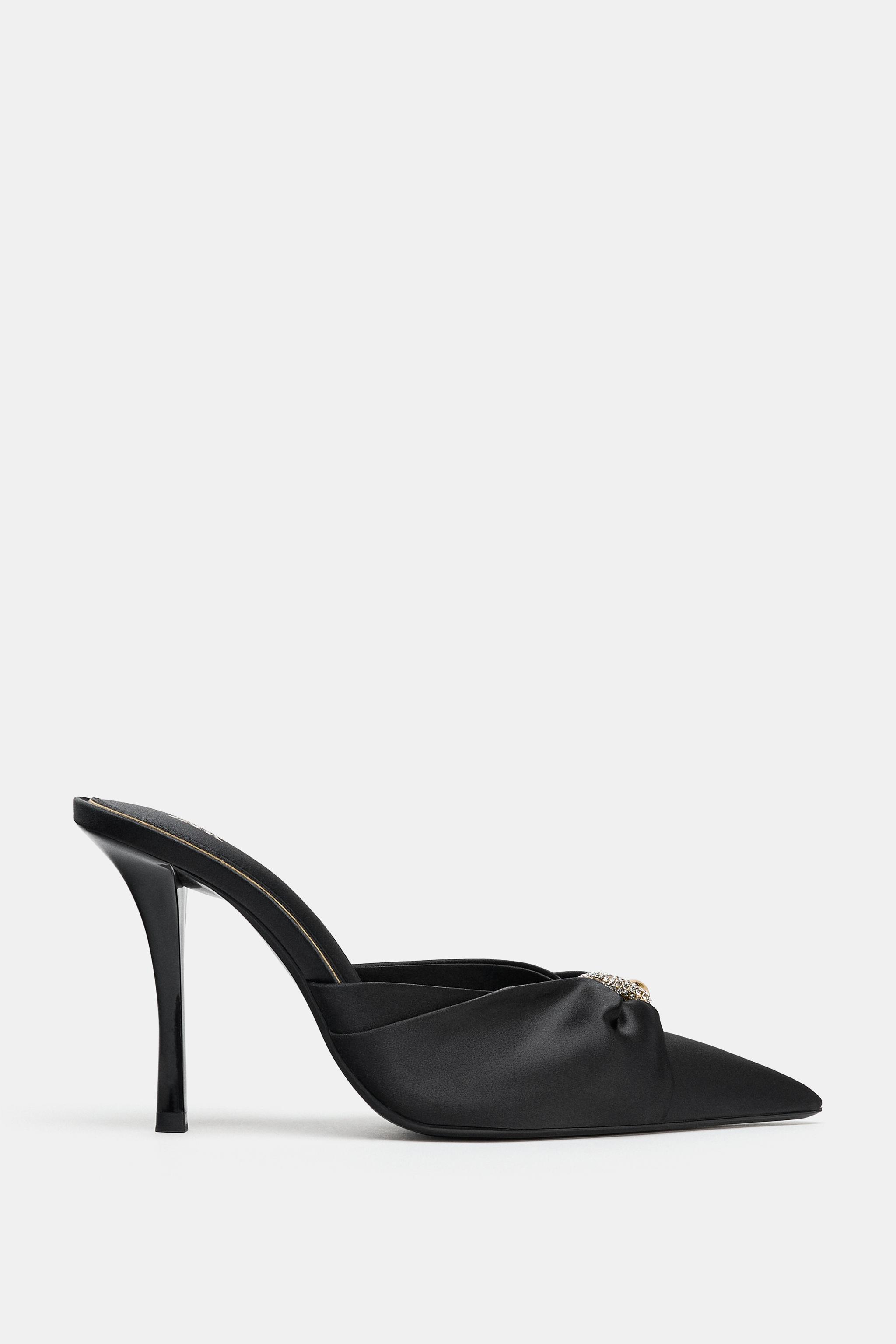 極希少/メロディアスAOR◆ZARA/HEAD OVER HEELS SATIN HEEL SANDALS WITH APPLIQUÉ - Black | ZARA Iraq