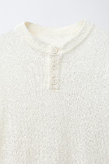 T-SHIRT EN MAILLE RUSTIQUE - Écru moyen de Zara - Image 2