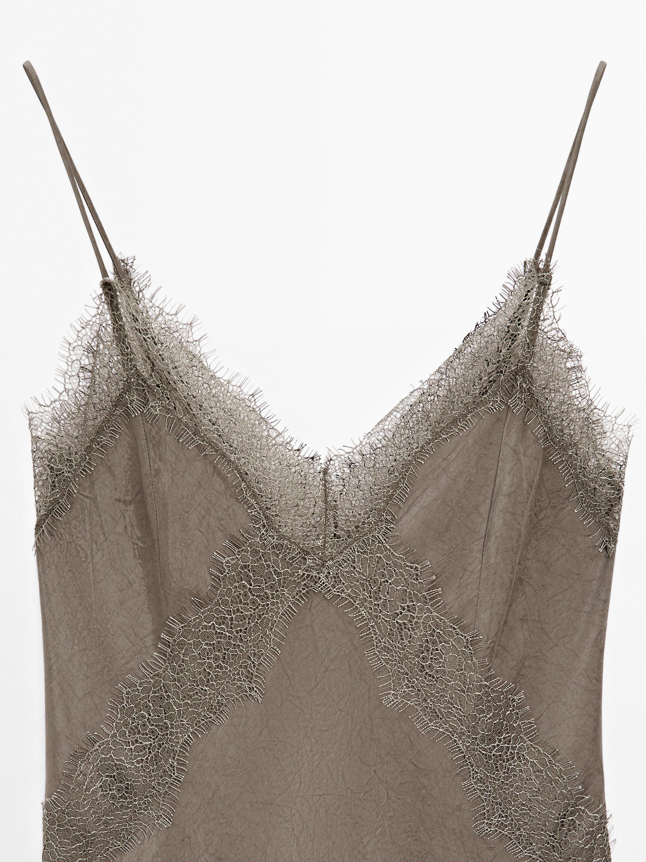 Satin camisole midi dress - Beige | ZARA United States Satin camisole midi dress - Beige | ZARA United States