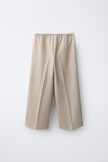 PANTALON LARGE À DOUBLE TAILLE - Beige clair de Zara - Image 1