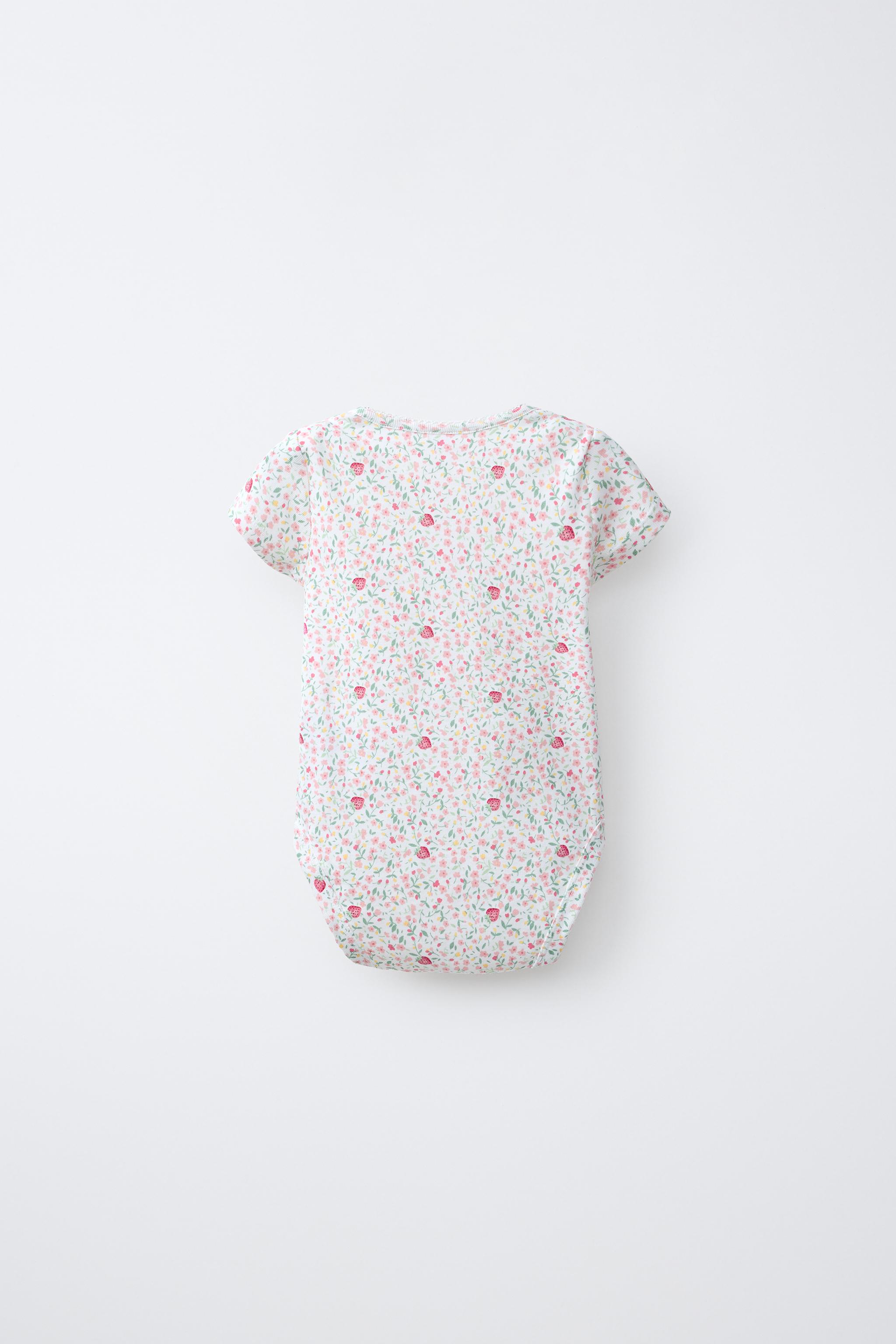 FIVE-PACK SHORT SLEEVE FLORAL & STRAWBERRY BODYSUITS