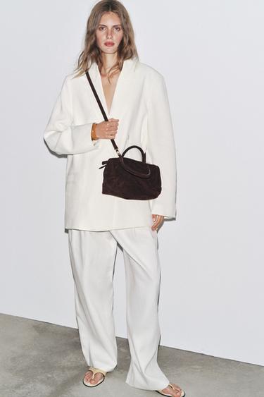 BOWLING-TASCHE AUS VELOURSLEDER - Braun von Zara - Bild 0