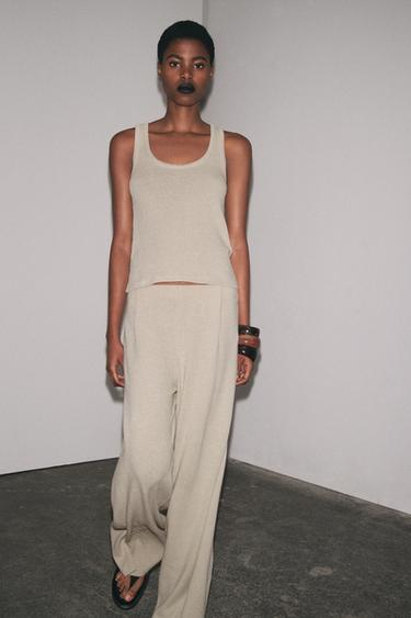 بنطلون من الكتان - بيج الخاص بـ Zara