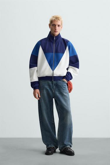 Zara RETRO SOCCER JACKET - Blue - Image 0