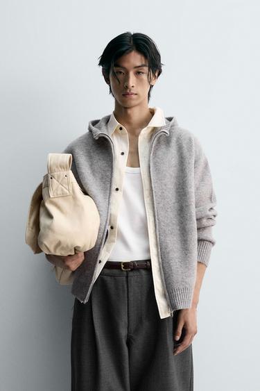 후드 니트 재킷 - Zara 그레이