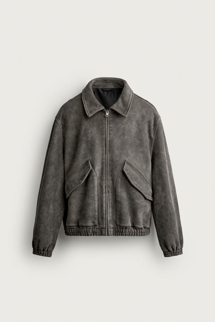 WASHED FAUX SUEDE JACKET