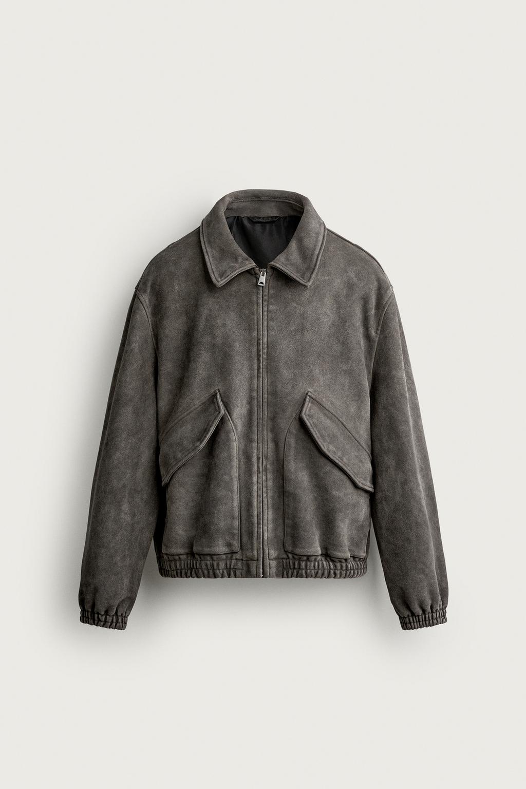 WASHED FAUX SUEDE JACKET