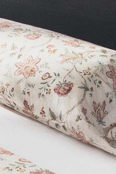 FLORAL SATEEN PILLOWCASE (300 THREAD COUNT) - Ecru by Zara - Image 5