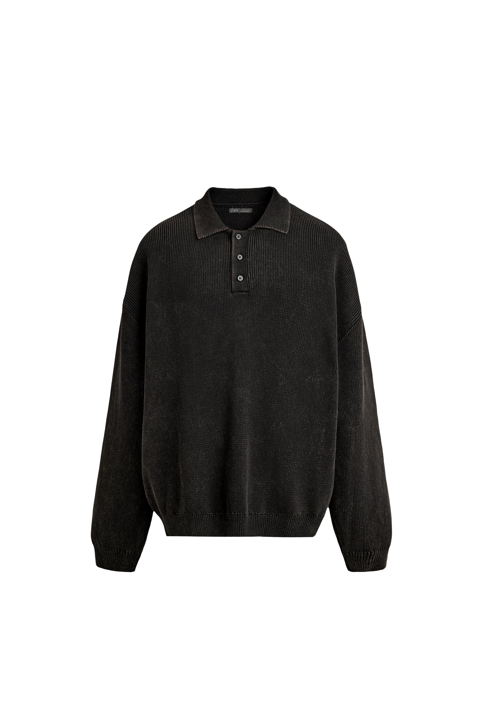 ウォッシュドニットポロシャツ - ブラウン | ZARA Japan / 日本