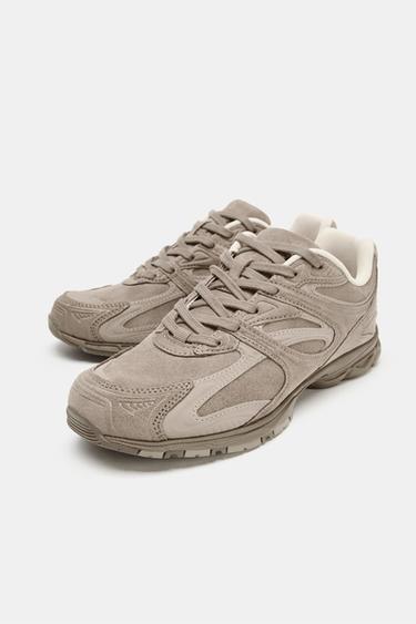RUNNING STYLE TRAINERS - Taupe Grey by Zara - Image 3