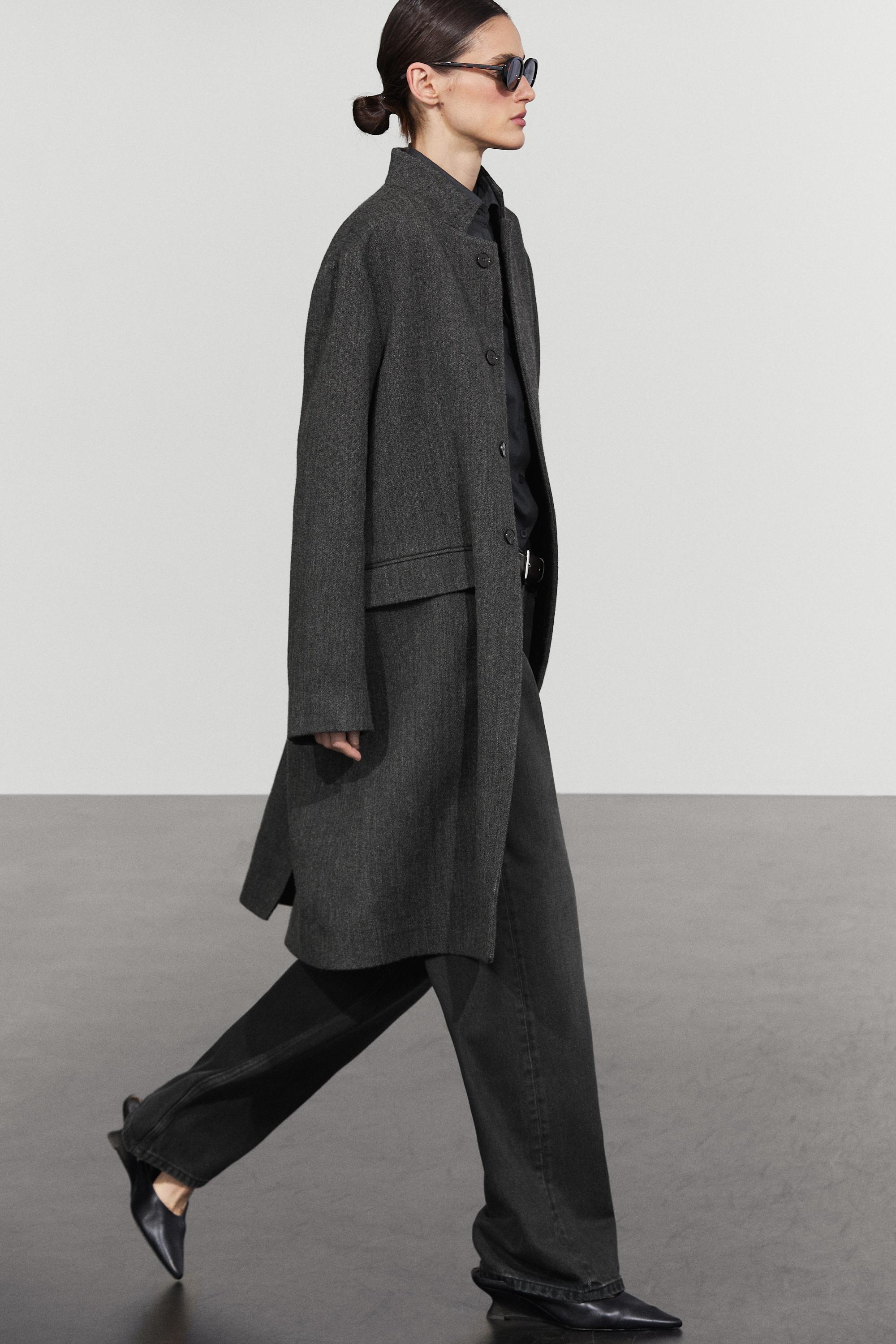 Manteau col montant en laine