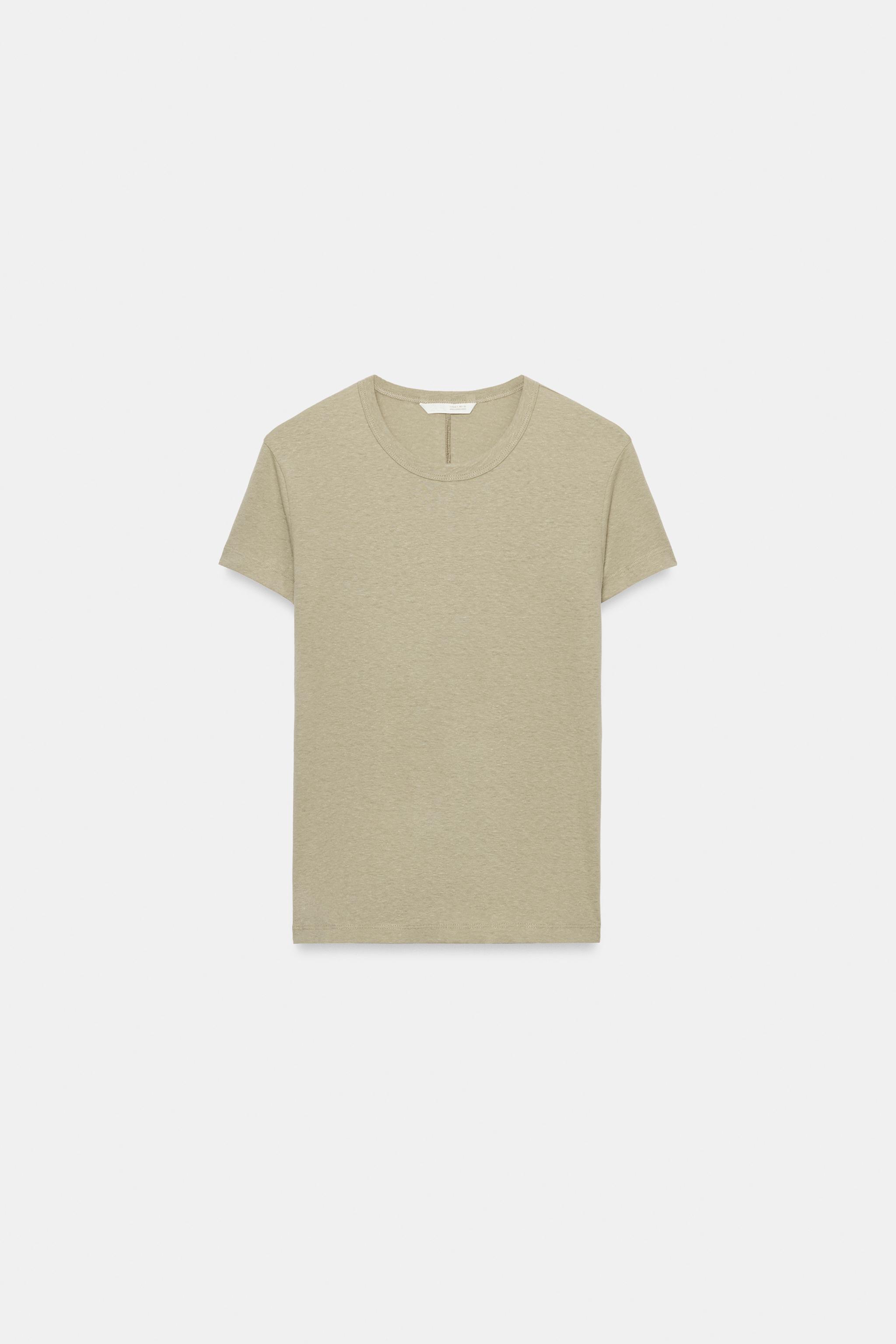 Zara PAMUKLU KISA KOLLU T-SHIRT görsel 5