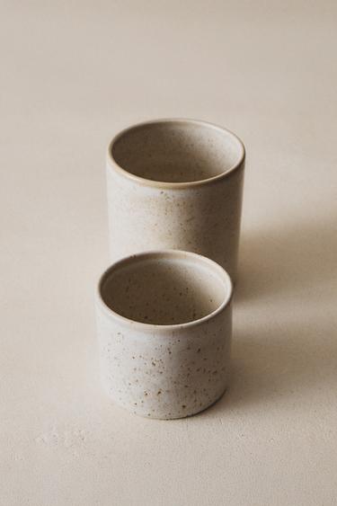 STONEWARE UTENSIL JAR - Oyster-white by Zara
