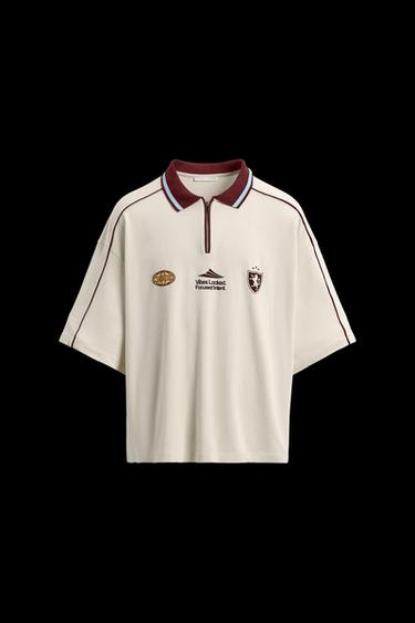 Zara RETRO SOCCER PRINT POLO SHIRT - Sand - Image 0