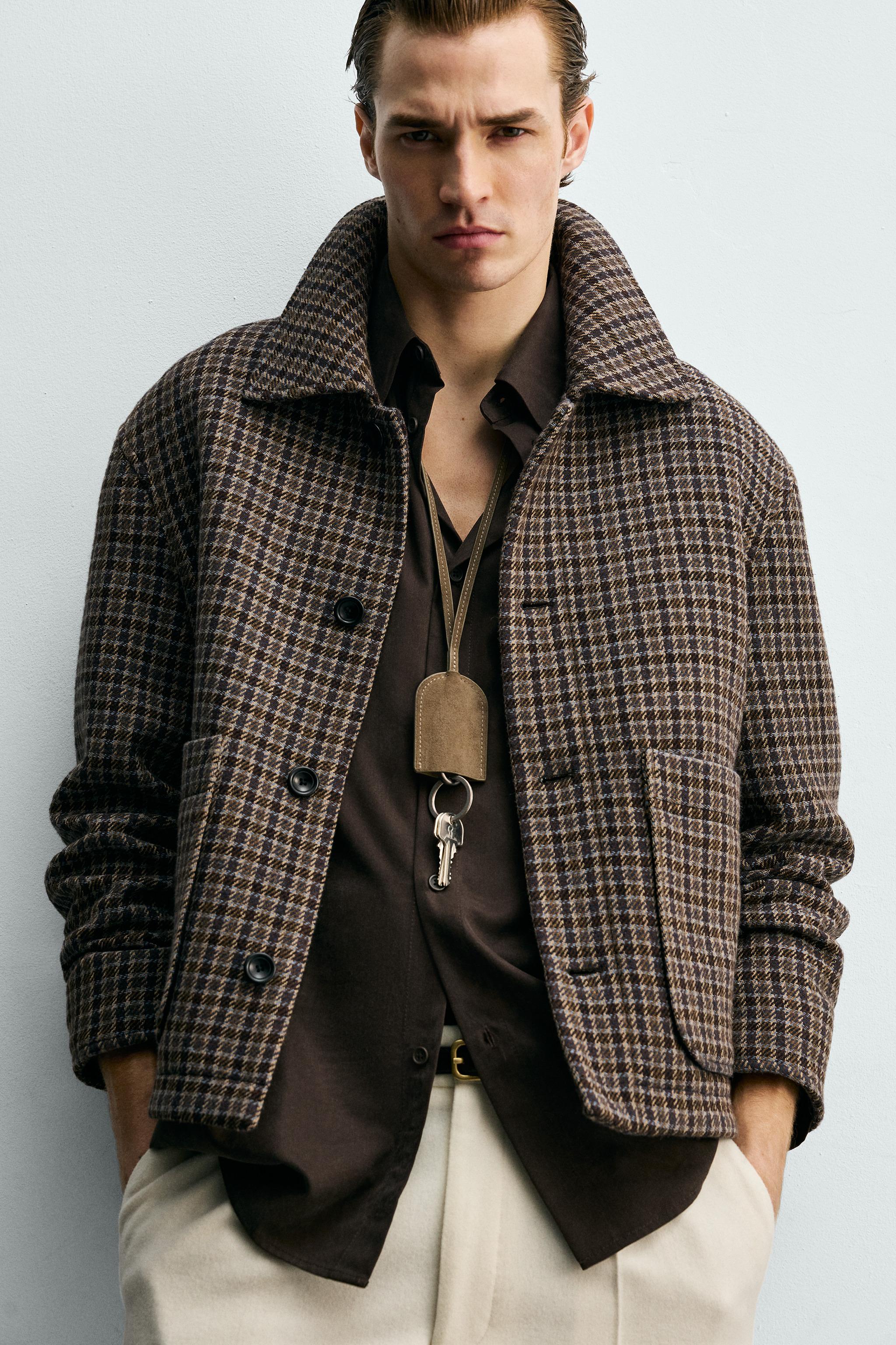 CHECK JACKET WITH POCKETS - Brown | ZARA Spain