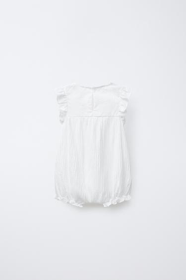 TEXTURED ROMPER WITH SWISS EMBROIDERY - Oyster-white by Zara - Image 1