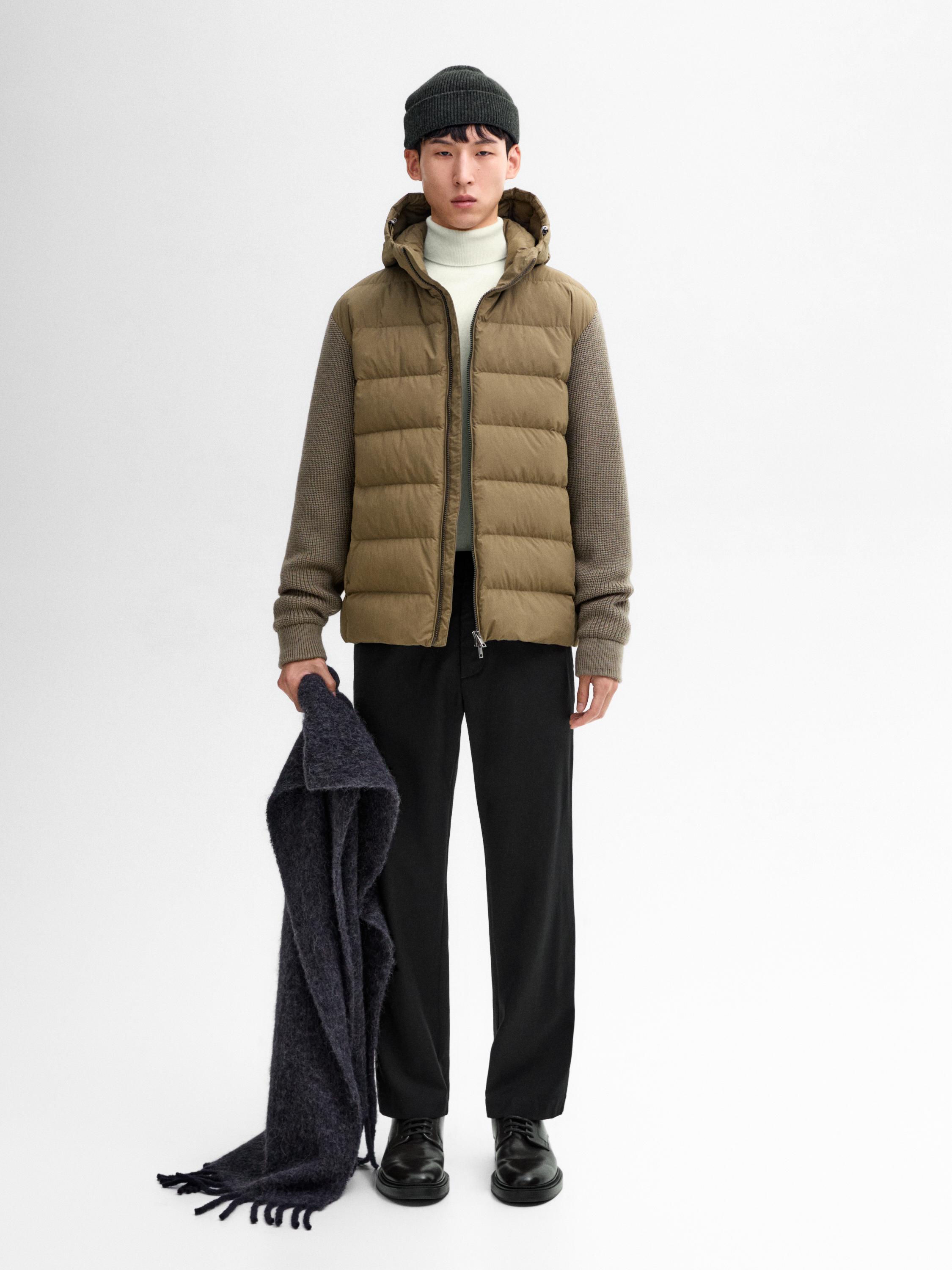 Puffer jacket with contrast knit detail Mink ZARA Canada