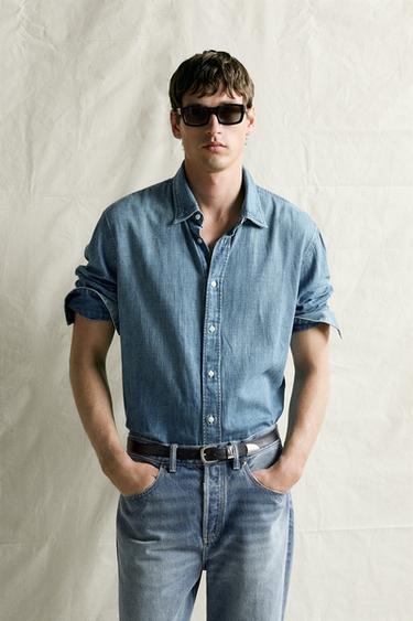 REGULAR FIT DENIM SHIRT - Light blue by Zara