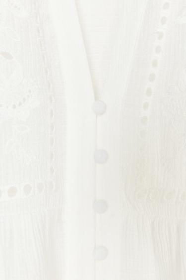 BLOUSE COURTE BRODÉE PERFORÉE - Blanc de Zara - Image 2