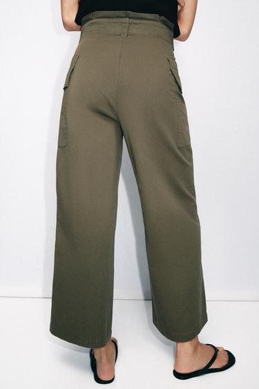 PANTALON CARGO PAPERBAG AVEC CEINTURE - Kaki de Zara - Image 2