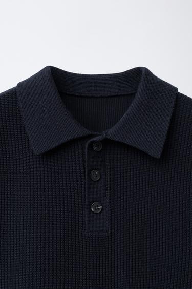 BASIC RIBBED POLO SHIRT - navy by Zara - Image 2