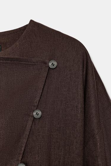 GILET CROISÉ AVEC LIN - Marron chocolat de Zara - Image 10