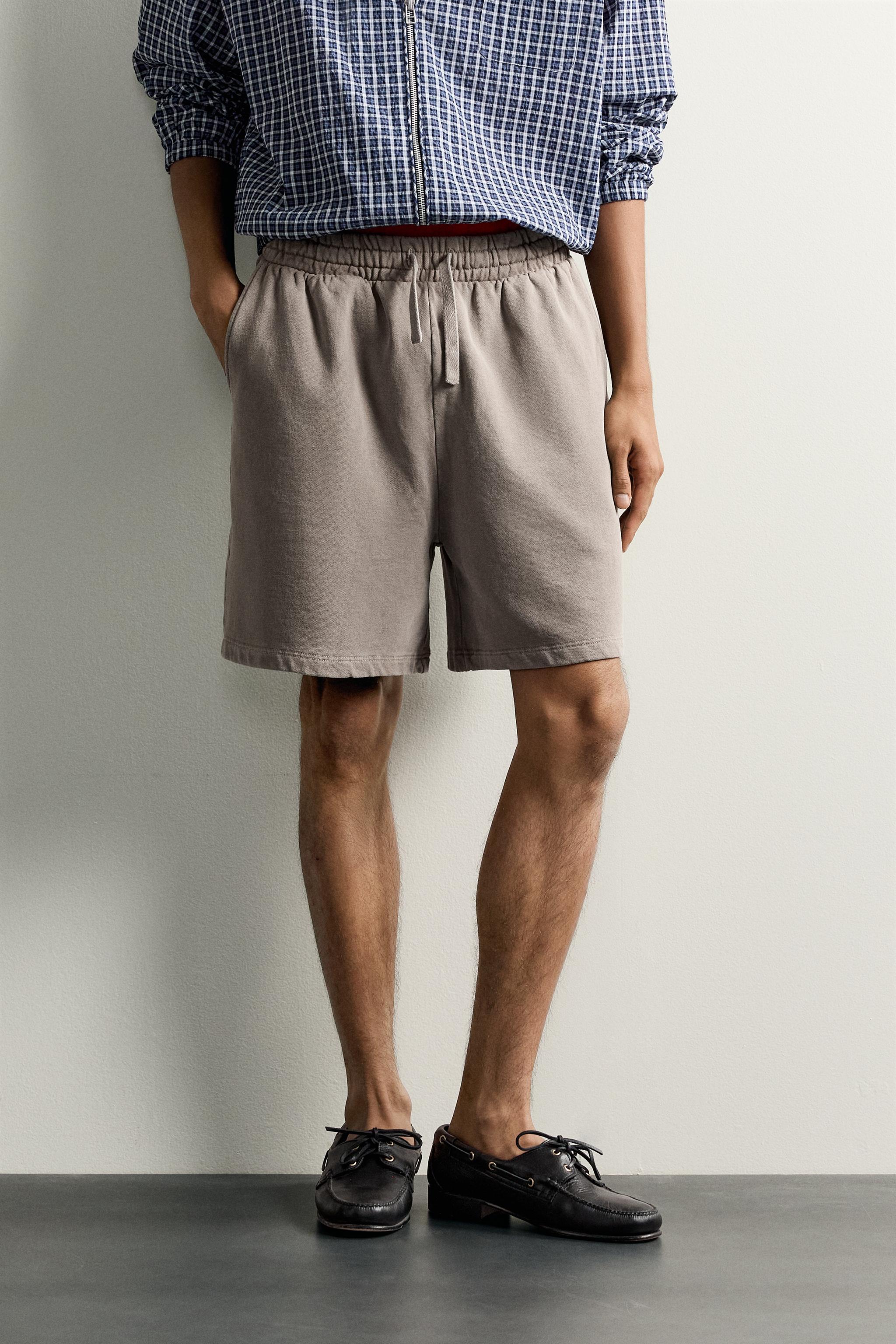 BASIC WASHED SWEATSHORTS — Gray