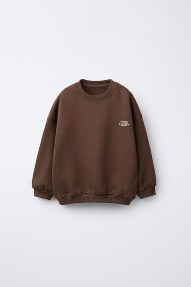 BASIC SLOGAN SWEATSHIRT - Brown by Zara