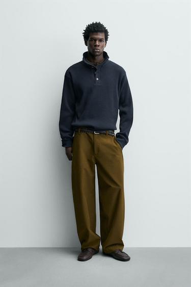 SUDADERA ESTRUCTURA WAFFLE - Marino de Zara - Imagen 0