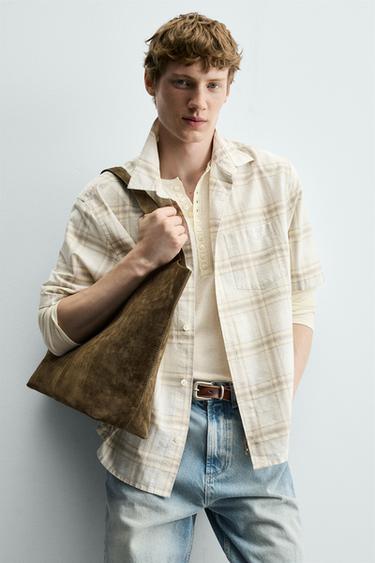 LEATHER TOTE BAG - Khaki Green by Zara - Image 2
