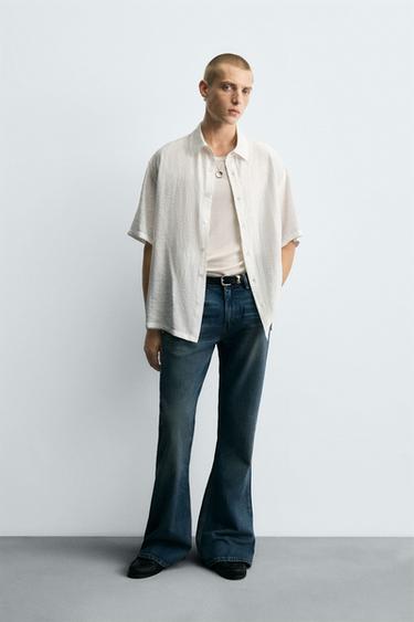 CAMISA JACQUARD IRREGULAR - Blanco roto de Zara
