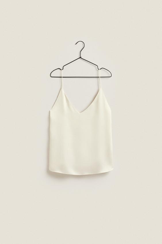 SILK TOP Ecru ZARA United States