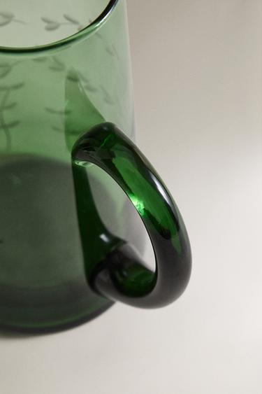 GLASS CHRISTMAS LEAF JUG - Green by Zara - Image 3