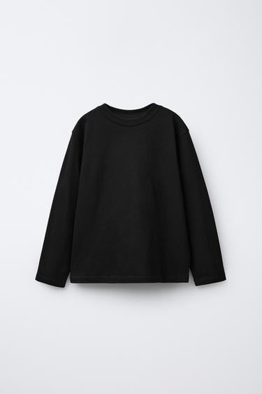 Zara BASIC PLAIN T-SHIRT - Black