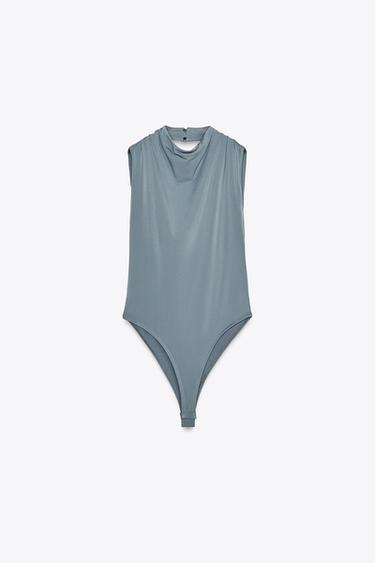 DRAPED BODYSUIT - Light grey by Zara - Image 4