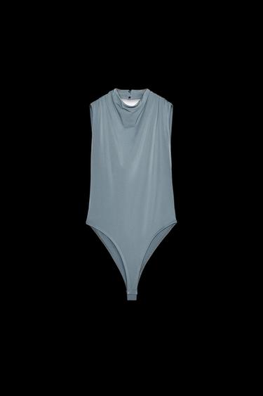 Zara DRAPED BODYSUIT - Light gray - Image 0