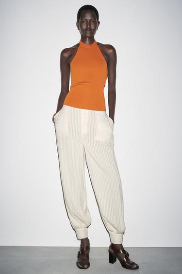 KNIT HALTER TOP - Orange by Zara