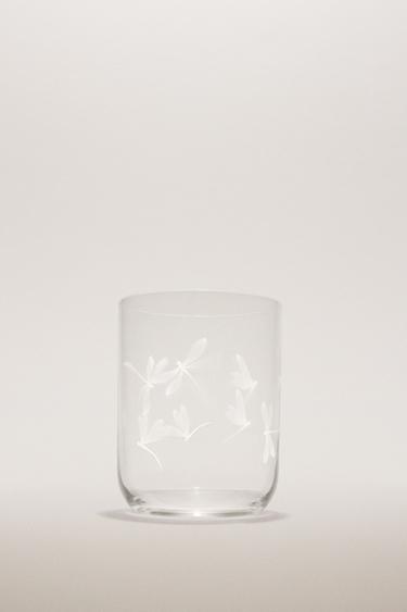 GLAS MET LIBELLENMOTIEF - Wit van Zara