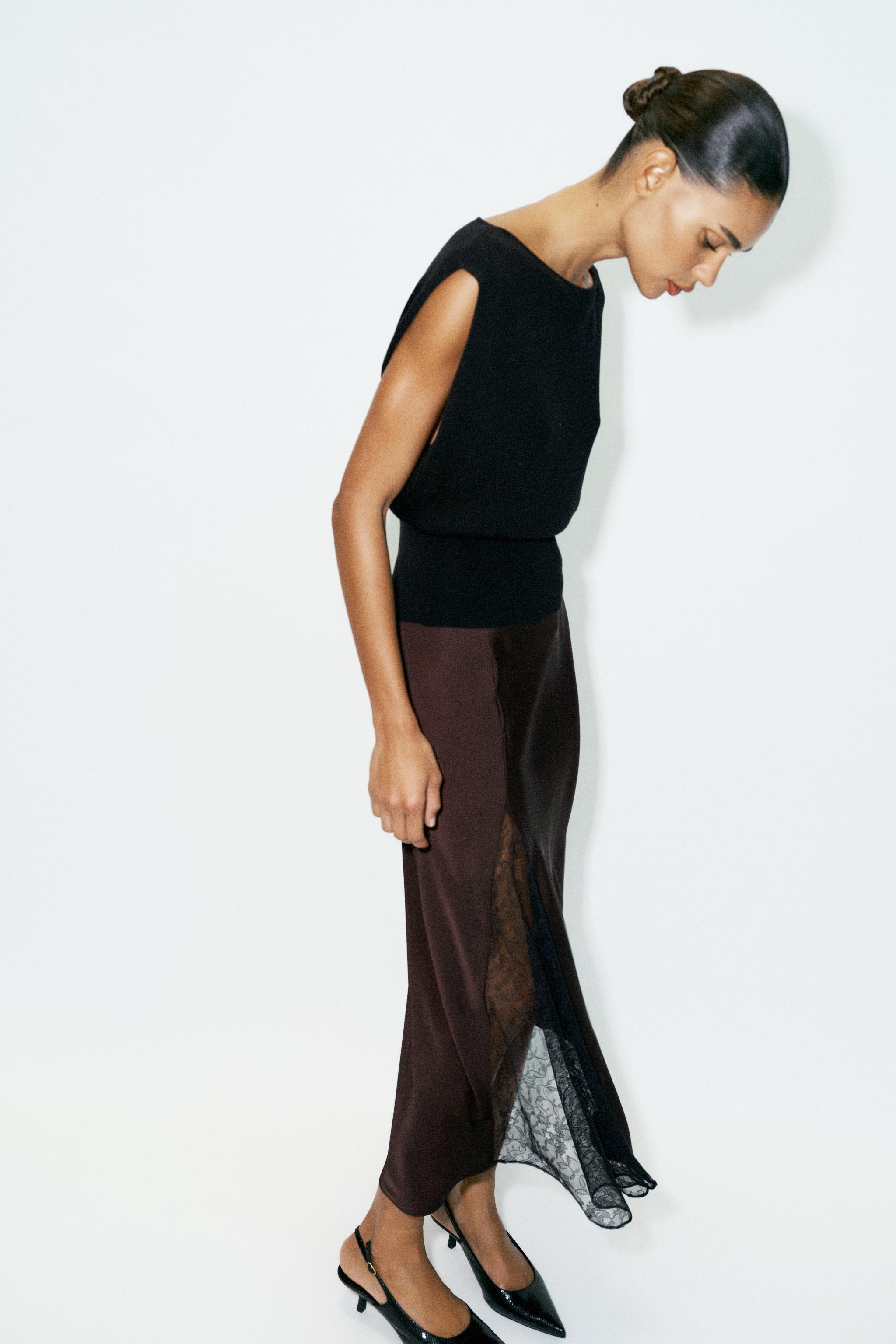 COMBINED SATIN MIDI SKIRT - thumbnail 6