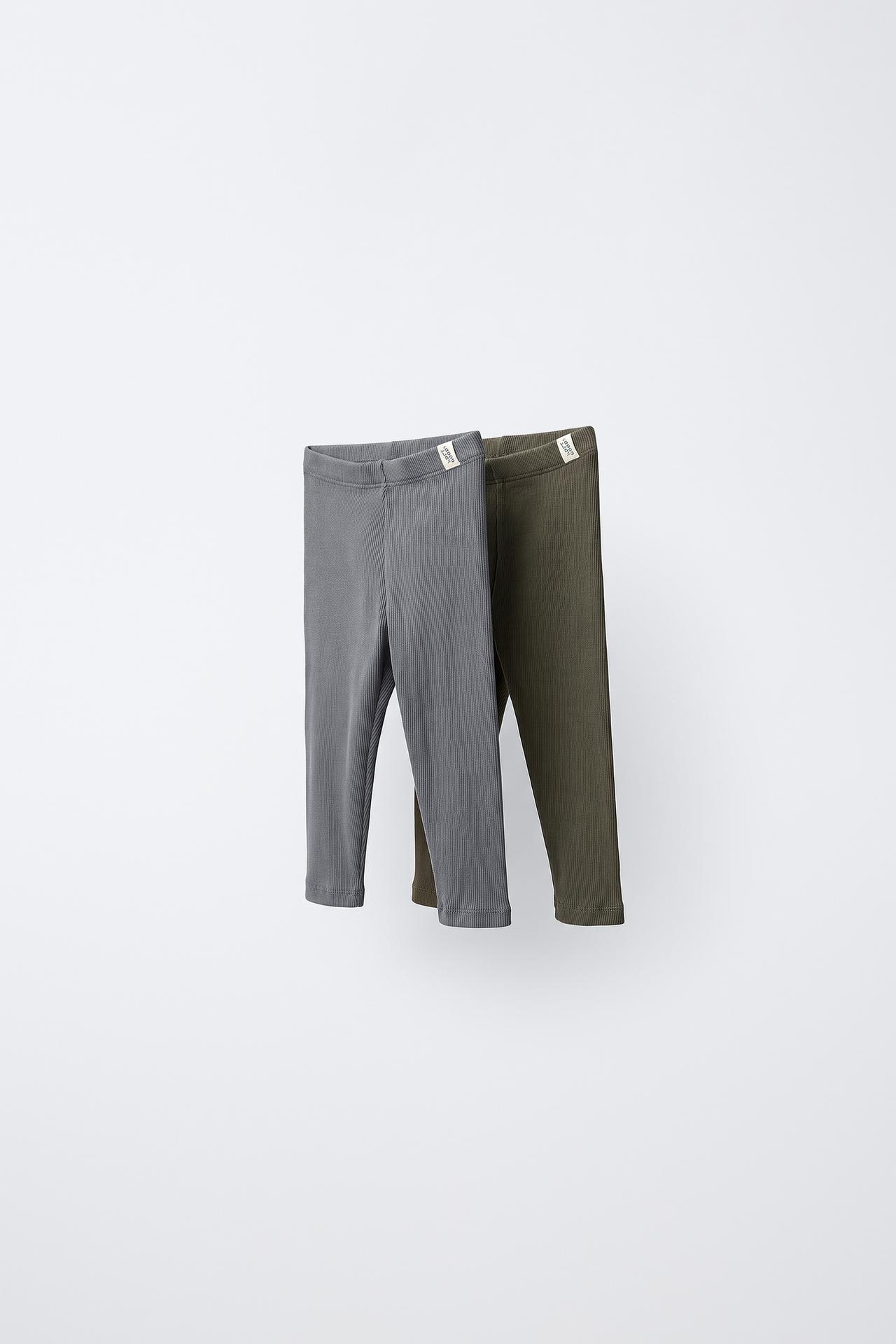2-PACK OF PLAIN LEGGINGS — Green / Blue