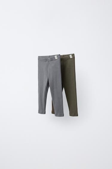 2-PACK OF PLAIN LEGGINGS — Green / Blue 1