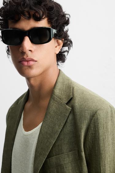 BLAZER COSTUME 100 % LIN - Kaki foncé de Zara - Image 4