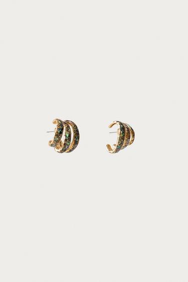BOUCLES D'OREILLES TRIPLE ANNEAU COQUILLAGES MARISA BERENSON X ZARA - Doré de Zara - Image 2
